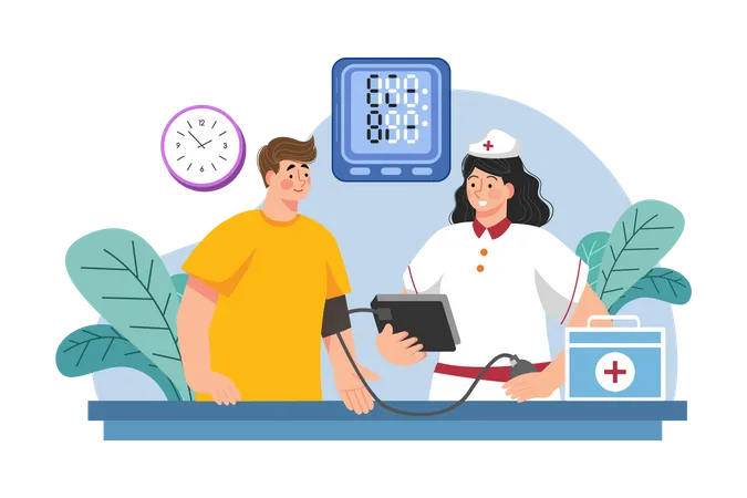 Nurse checking blood pressure  Illustration