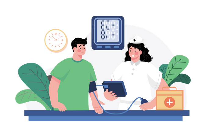 Nurse checking blood pressure  Illustration