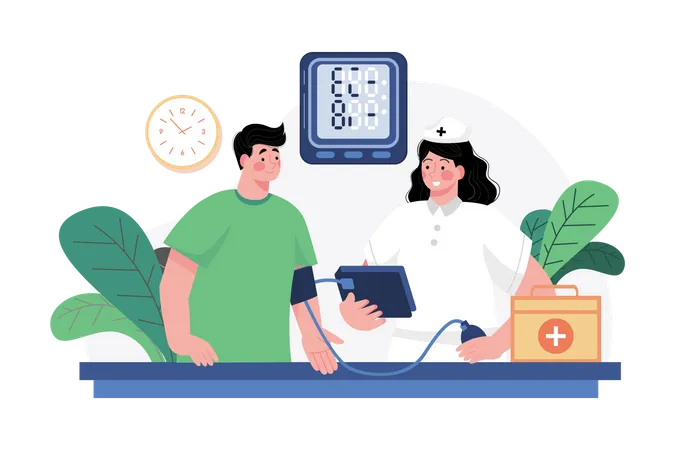 Nurse checking blood pressure  Illustration