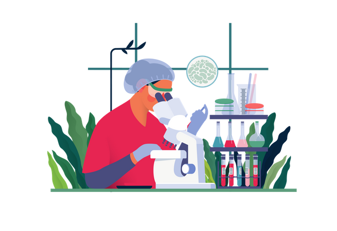 Nurse checking blood sample in laboratory  Illustration