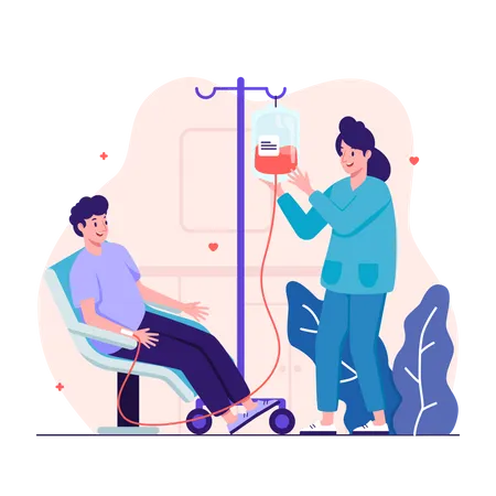 Nurse collecting blood from donor  Illustration