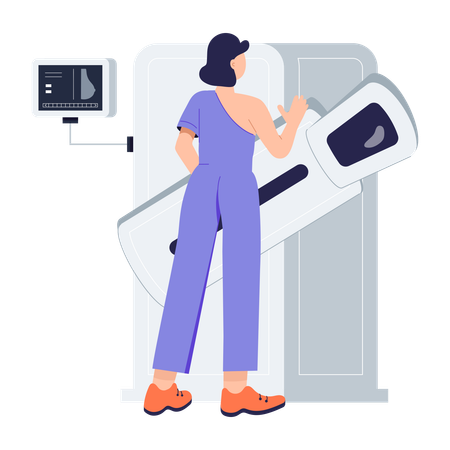 Nurse Doing Mammography  Illustration