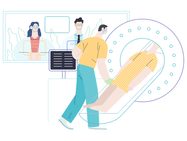 Nurse doing MRI test  Illustration