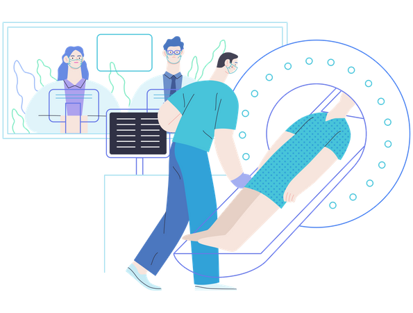 Nurse doing MRI test  Illustration