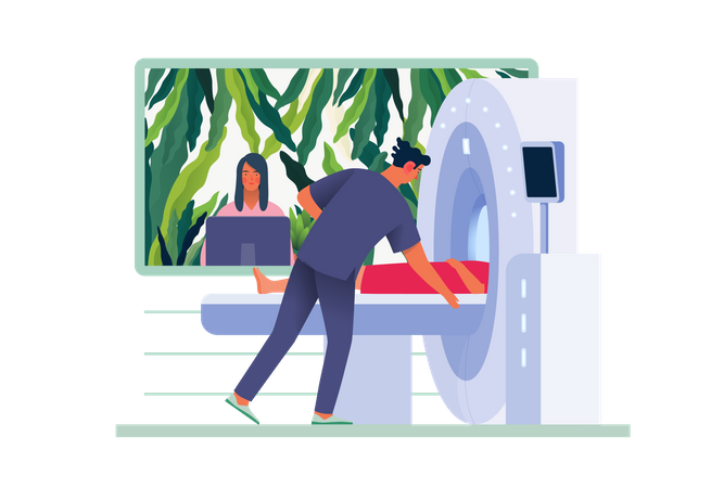 Nurse doing MRI test  Illustration