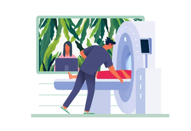 Nurse doing MRI test  Illustration