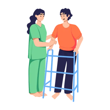 Nurse Doing Patient Help  Illustration