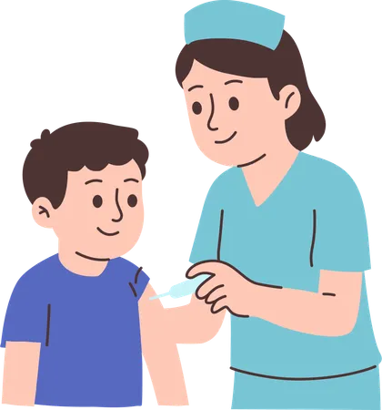 Nurse Gives Child Vaccine Shot  Illustration