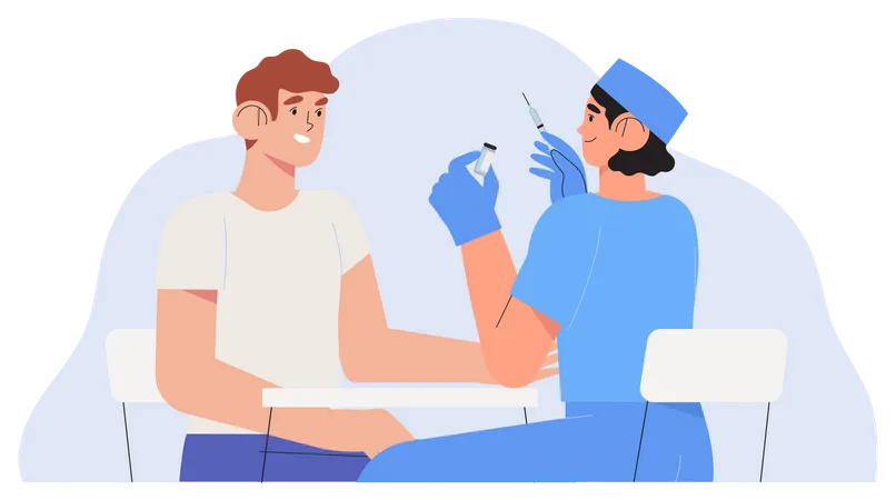 People Covid 19 Vaccination For Immunity Health Web Banner Or Poster Doctor Or Nurse Makes Injection Of Flu Vaccine To Man Patient In Hospital Healthcare Coronavirus Prevention And Immunization Illustration