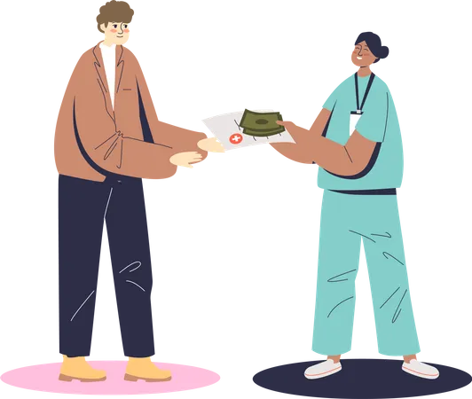 Nurse giving patient medical report  Illustration