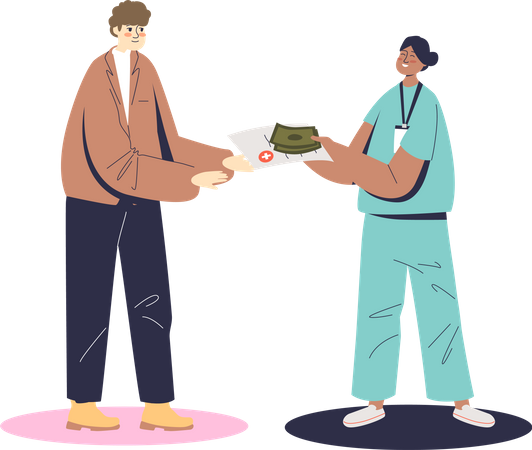 Nurse giving patient medical report  Illustration