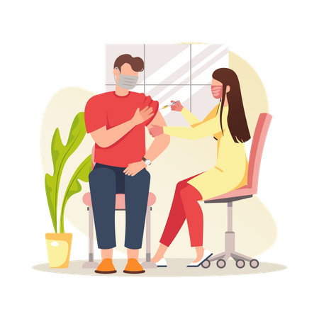 Nurse giving Vaccine to man  Illustration