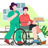 illustrations for helping disabled man