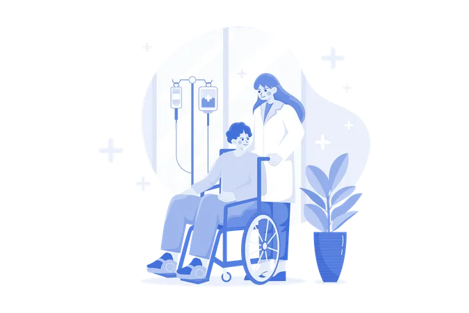 Nurse Helping Handicapped Man Illustration Concept On White Background Illustration