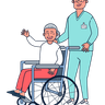 illustration old disabled man