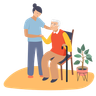 illustration for nurse helping old man