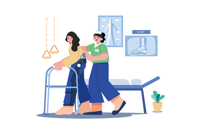 Nurse helping patient in walking  Illustration