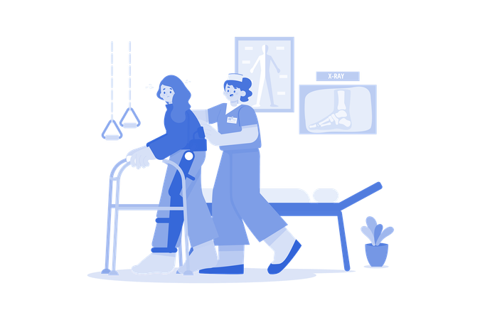 Nurse helping patient in walking  Illustration