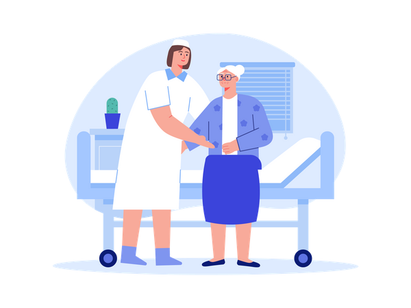 Nurse helping senior woman  Illustration