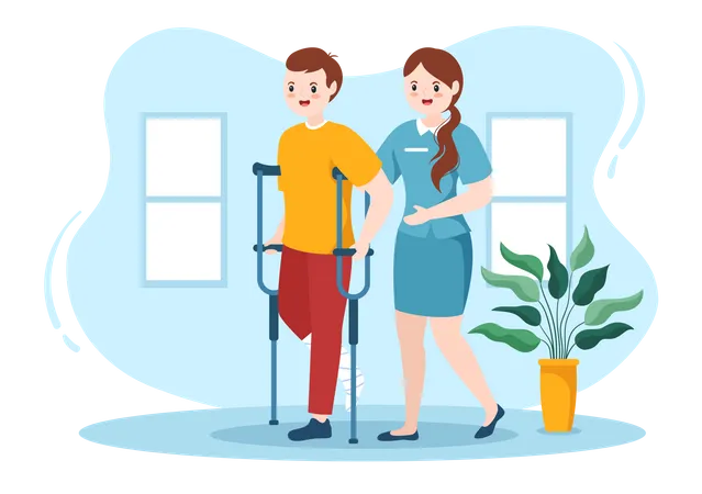 Nurse helping to disable people Illustration
