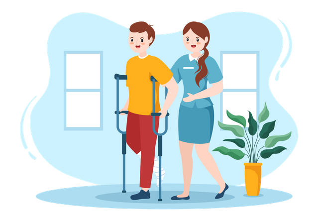 Nurse helping to disable people  Illustration