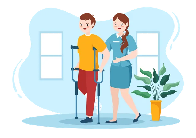 Nurse helping to disable people  Illustration