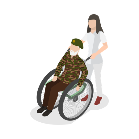 Nurse helping to Veteran Soldier  Illustration