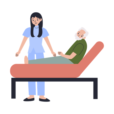 Nurse helps elder man  Illustration