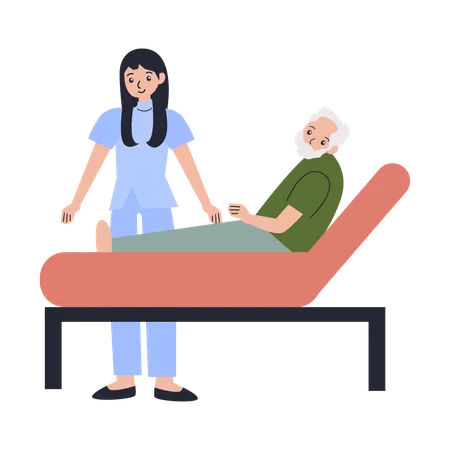 Nurse helps elder man  Illustration