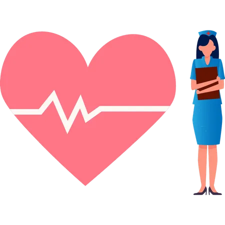 Nurse holding cardio report  Illustration