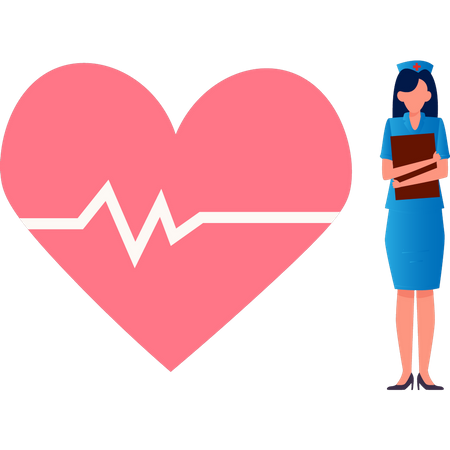 Nurse holding cardio report  イラスト