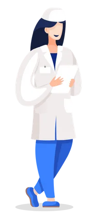 Nurse Woman In Medical Uniform Holding Checklist Isolated Vector Illustration Doctor In Clinic Or Hospital Professional Physician With Badge And Prescription Documents Doc Assistant In Flat Style Illustration