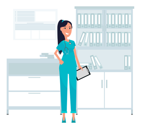 Nurse holding clipboard  Illustration