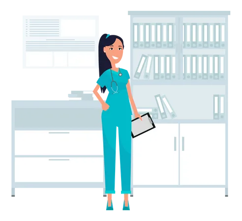 Nurse holding clipboard  Illustration