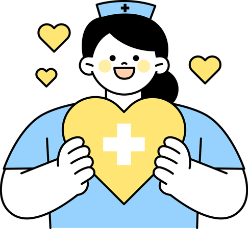 Nurse holding heart  Illustration