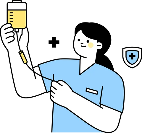 Nurse holding iv drip  Illustration