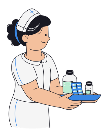 Nurse Holding Medications  Illustration