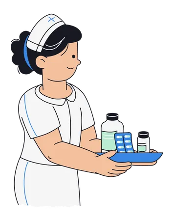 Nurse Holding Medications  Illustration