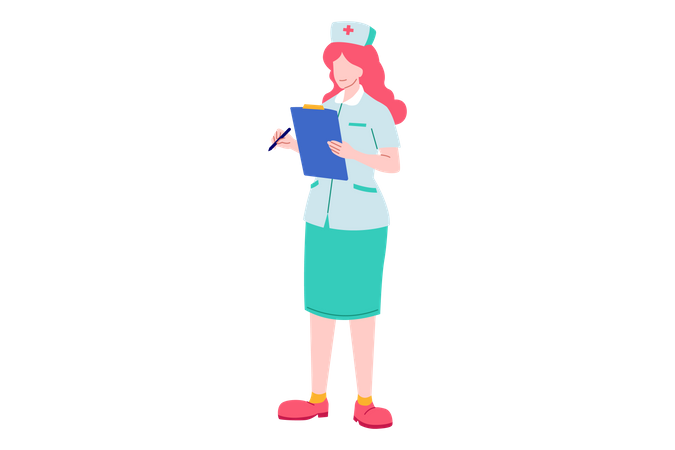 Nurse holding notepad Illustration