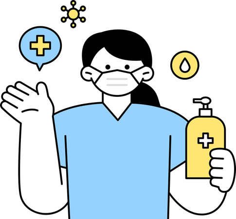 Nurse holding sanitizer  Illustration