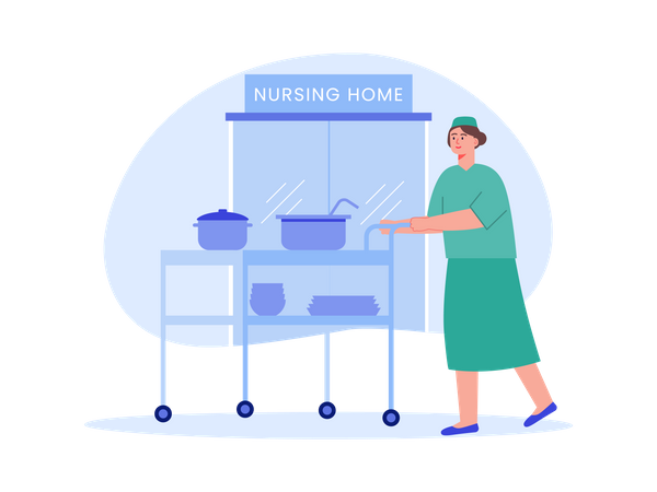 Nurse in nursing home Illustration