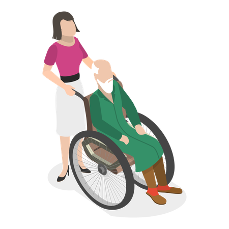 Nurse is carrying elder person  Illustration