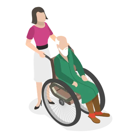 Nurse is carrying elder person  Illustration