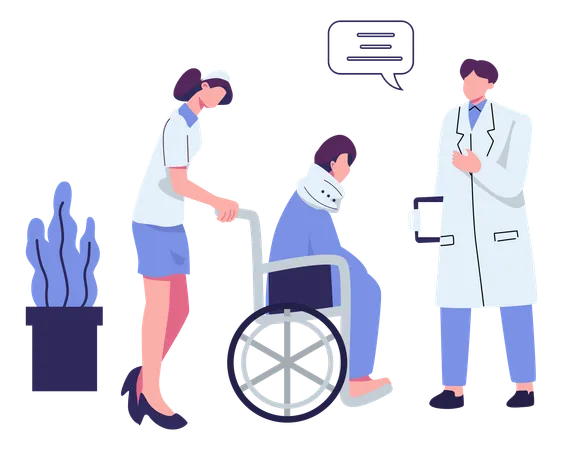 The Nurse Is Pushing The Patient Flat Style Illustration Vector Design Illustration