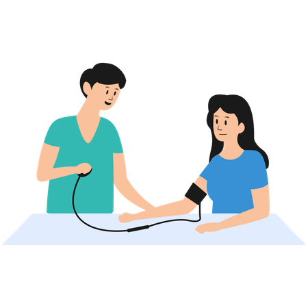 Nurse is measuring patient blood pressure  Illustration