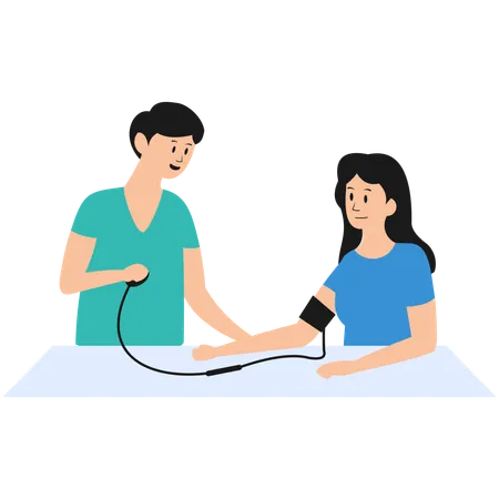 Nurse is measuring patient blood pressure  Illustration