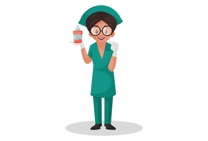 Nurse is showing sanitizer  Illustration