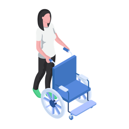 Nurse is taking Wheelchair  Illustration