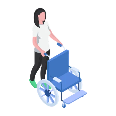 Nurse is taking Wheelchair  Illustration