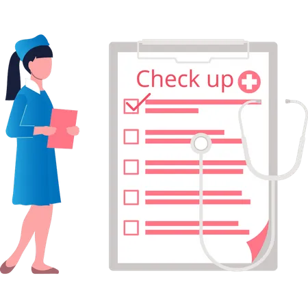 The Nurse Is Looking At The Check Up List Illustration
